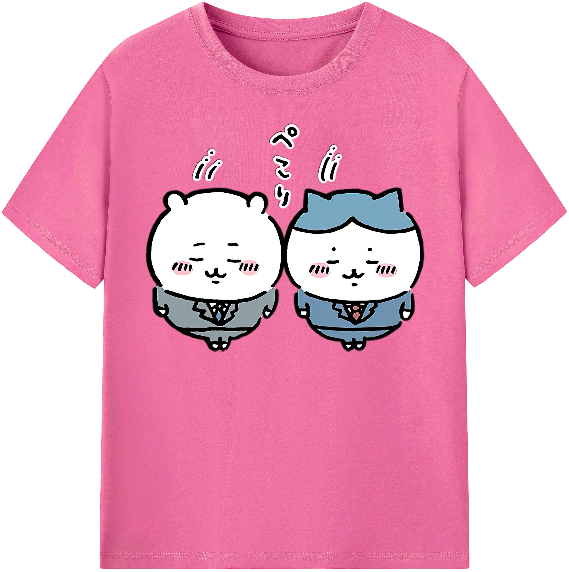 （画像用） ちいかわ ハチワレ Chii-kawa hachiware レディースカジュアルプリントTシャツ（綿100％）